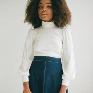 Eliza Faulkner White Dolly Turtleneck - Size L